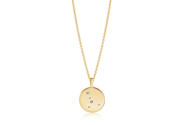 Zodiaco Cancer Gold Plated Necklace w. White Zirconias