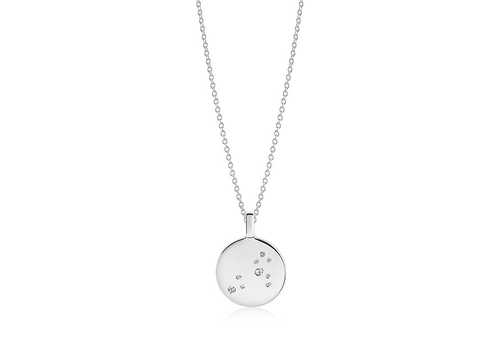 Zodiaco Leo Silver Necklace w. White Zirconias