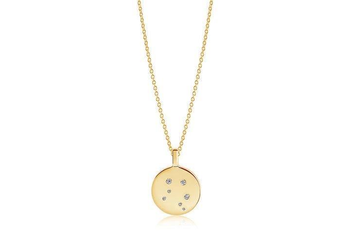 Zodiaco Libra Gold Plated Necklace w. White Zirconia