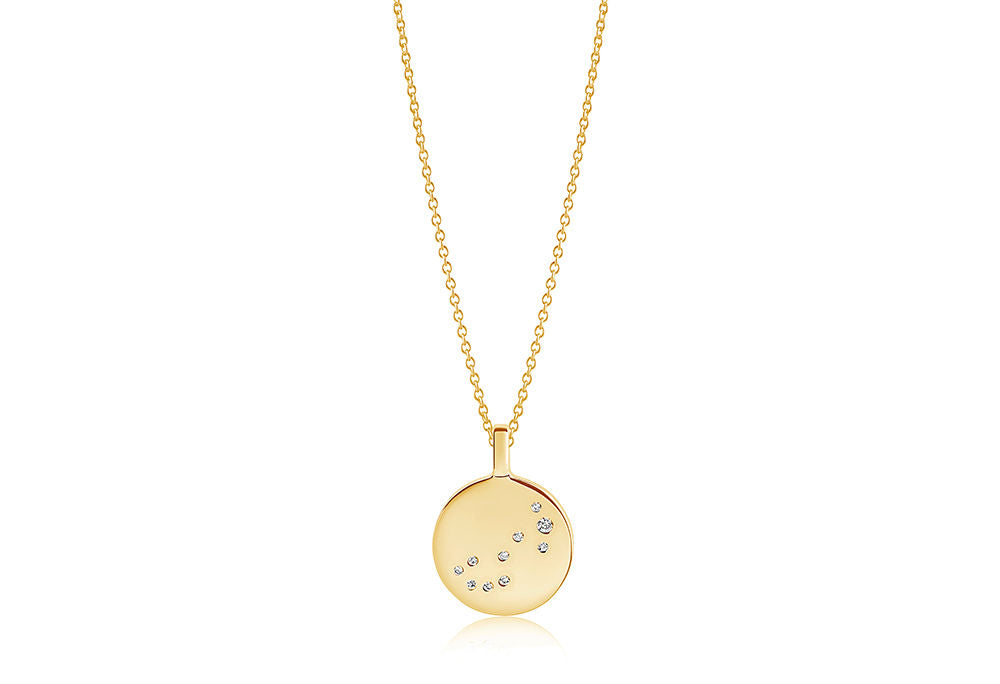 Zodiaco Scorpio Gold Plated Necklace w. White Zirconias