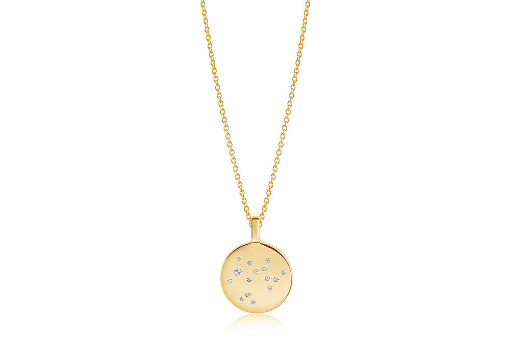 Zodiaco Sagitarius Gold Plated Necklace w. White Zirconias