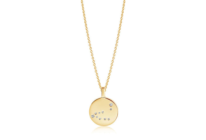 Zodiaco Capricorn Gold Plated Necklace w. White Zirconias