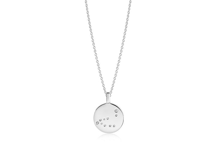 Zodiaco Capricorn Silver Necklace w. White Zirconias