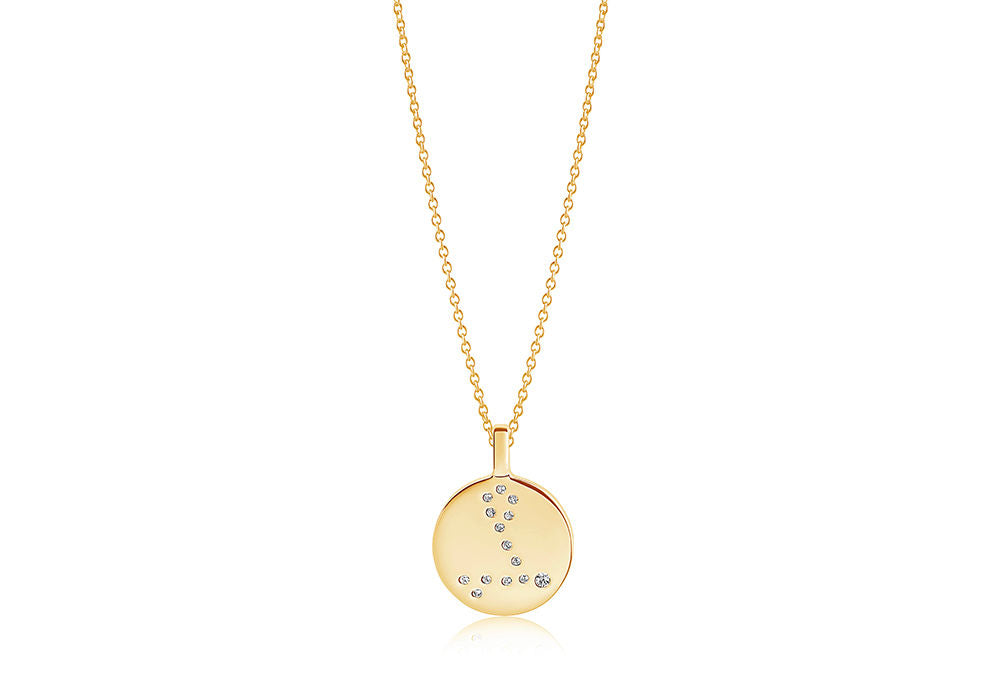 Zodiaco Pisces Gold Plated Necklace w. White Zirconias