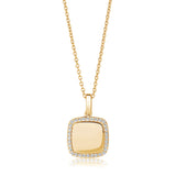 Follina Quadrato Gold Plated Necklace w. White Zirconias