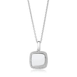 Follina Quadrato Silver Necklace w. White Zirconias