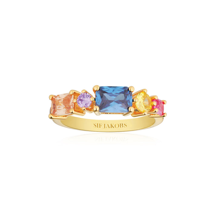 Ivrea 18K Forgyldt Ring m. Blandede farver Zirkoner