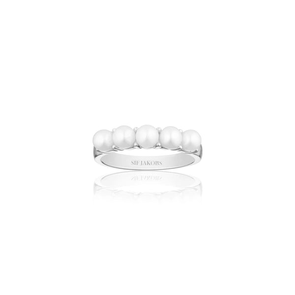 Padua Sølv Ring m. Hvide Perler