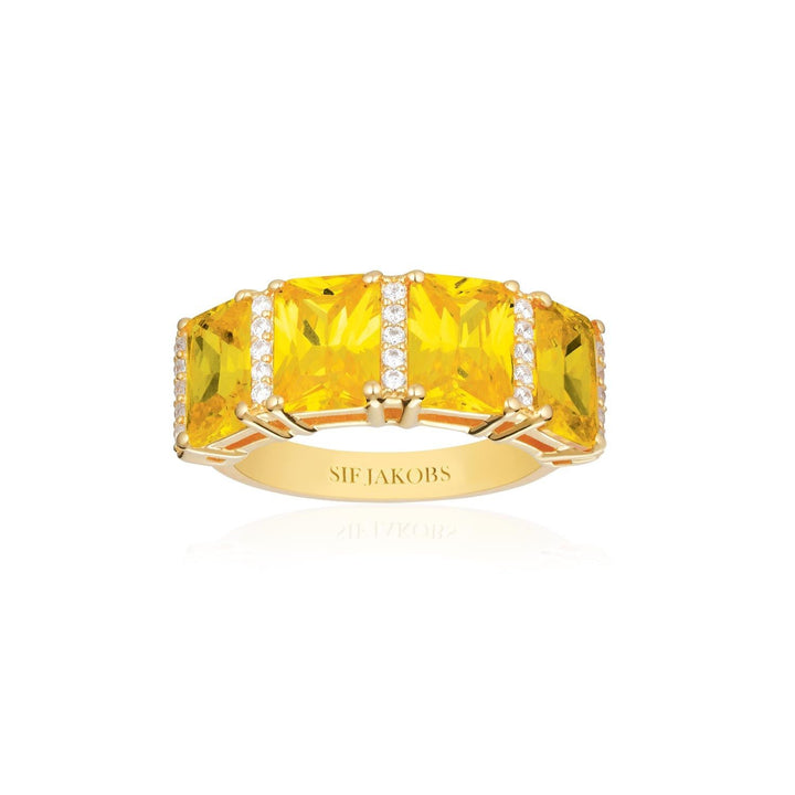 Roccanova Altro Quattro 18K Gold Plated Ring w. White & Yellow Zirconias