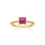 Ellera Quadrato 18K Gold Plated Ring w. Zirconias