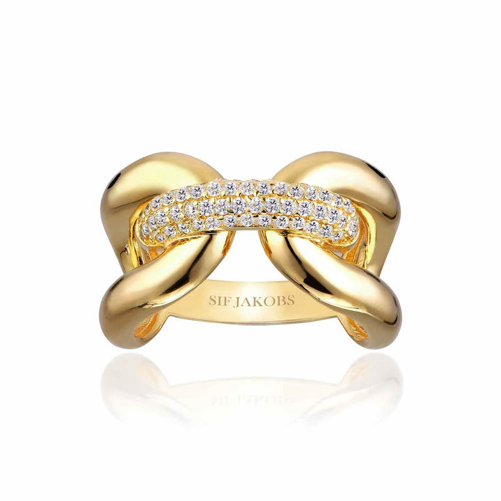 Capri Tre Gold Plated Ring w. White Zirconias