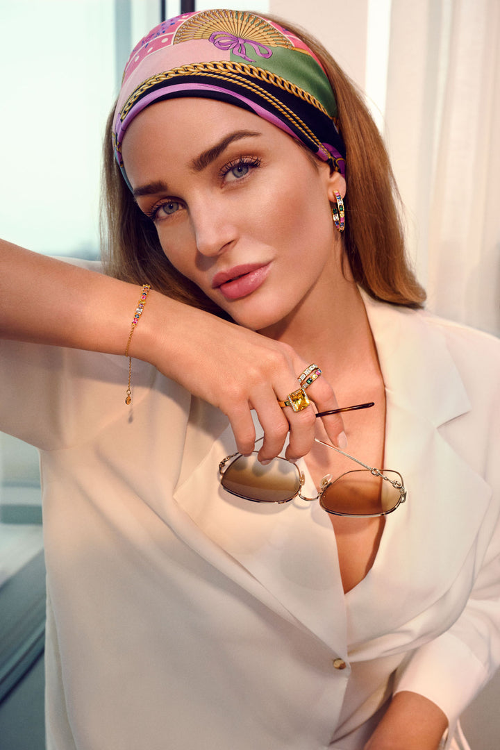 Ivrea 18K Gold Plated Bracelet w. Mixed colored Zirconias