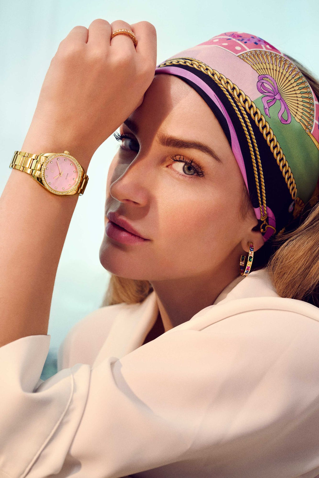 Roccanova Circolo Grande 18K Forgyldte Hoops m. Blandede farver Zirkoner