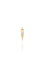 Small Tag 18K Gold Huggie w. Diamond