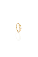 Small Tag 18K Gold Huggie w. Diamond