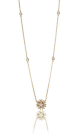 Flower Medium 18K Gold, Rosegold or Whitegold Necklace w. Diamonds