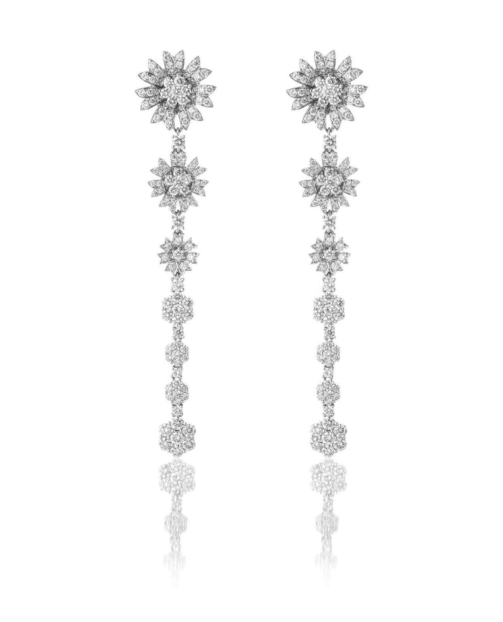 Flower Tropfen-Ohrringe I 18K Gelbgold, Weißgold oder Rosegold I Diamanten