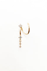 Snake Cascade 18K Gold Earring w. Diamonds