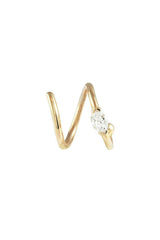 Snake Marquise 18K Gold Earring w. Diamond