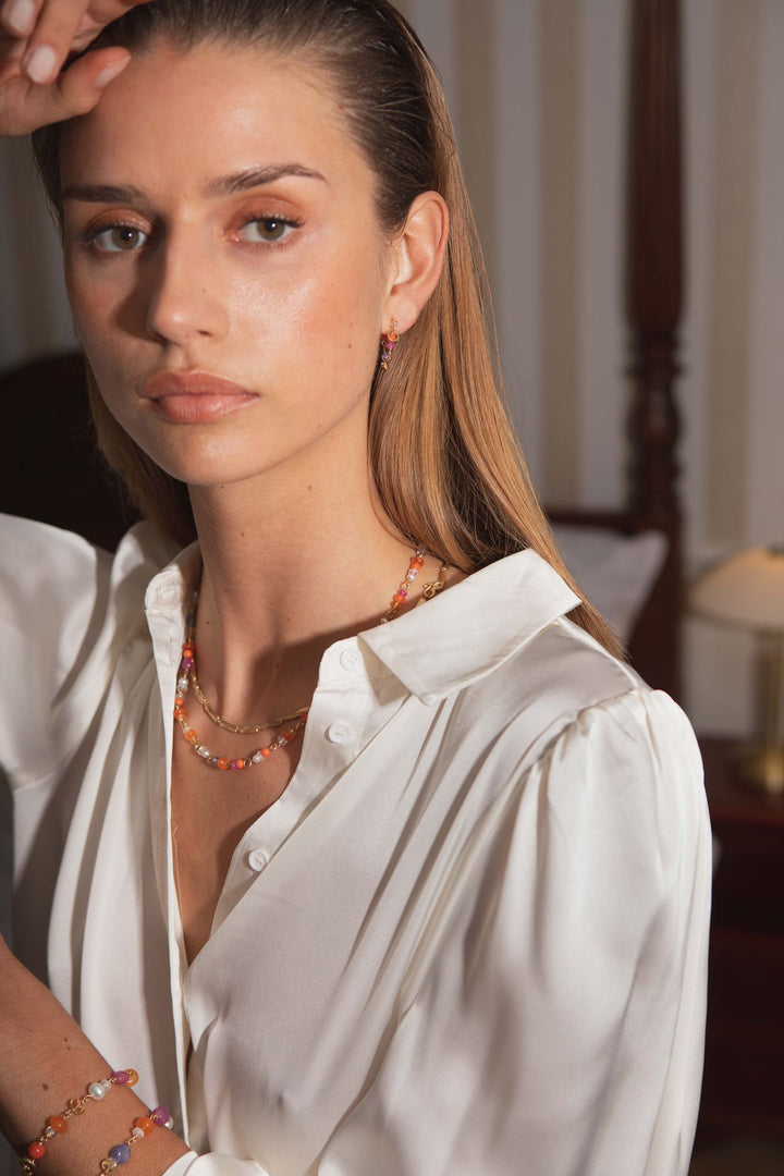 Wild Berry Limited edition 18K Guld Øreringe m. Koral, Rubin, Tanzanit & Citrin