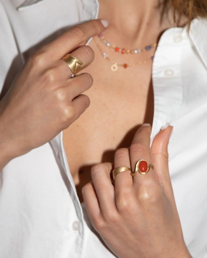 Vega Small 18K Guld Ring m. Karneol