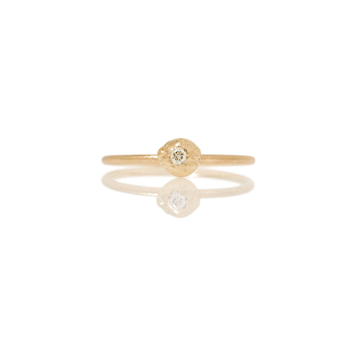 Bergkugel 14k goldener Ring w. Diamant