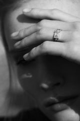 Second Wife Big Marquise 18K Rosegold & Whitegold Ring w. Diamonds