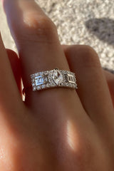 Second Wife Big Marquise 18K Rosegold & Whitegold Ring w. Diamonds