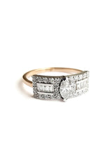 Second Wife Big Marquise 18K Rosegold & Whitegold Ring w. Diamonds