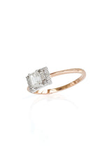 Second Wife Emerald 18K Rosegold & Whitegold Ring w. Diamonds