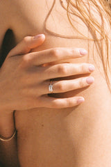 Second Wife Emerald 18K Rosegold & Whitegold Ring w. Diamonds