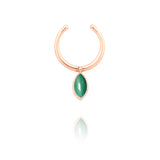 Grand Swinging 18K Rosegold Ear Cuff w. Malachite & Pearl