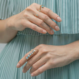 Swinging V 18K Rosegold Ring w. Topaz & Amethyst