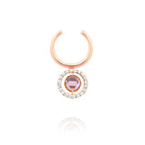 Swiveling 18K Rosegold Ear Cuff w. Diamonds, Topaz & Amethyst