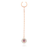 Swiveling Long 18K Rosegold Ear Cuff w. Diamonds, Topaz & Amethyst