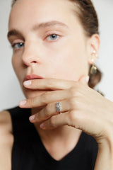 Second Wife Marquise 18K Rosegold & Whitegold Ring w. Diamonds