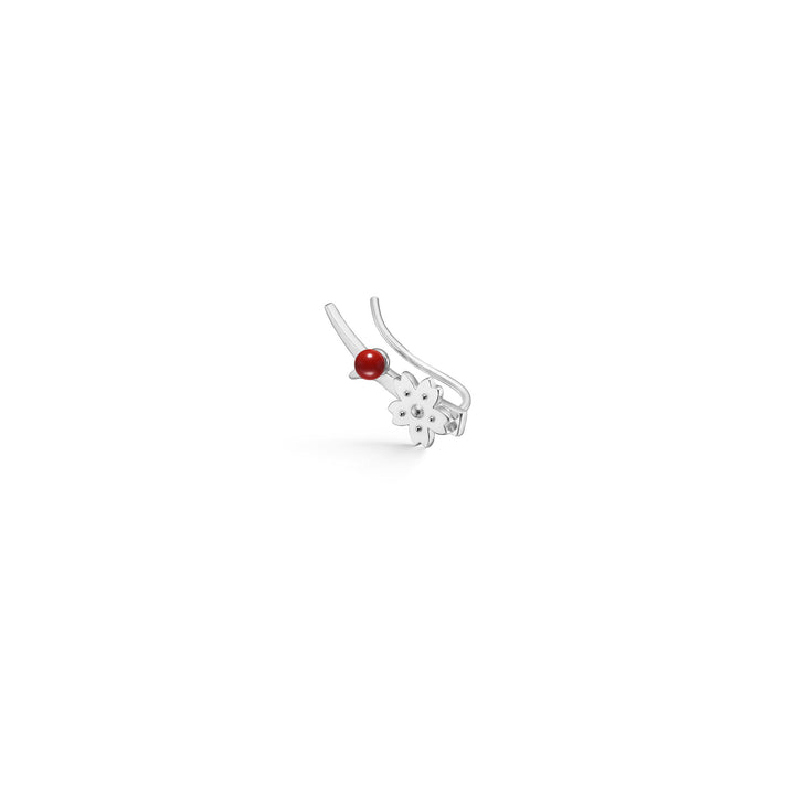 Sakura Silver Stud w. Coral