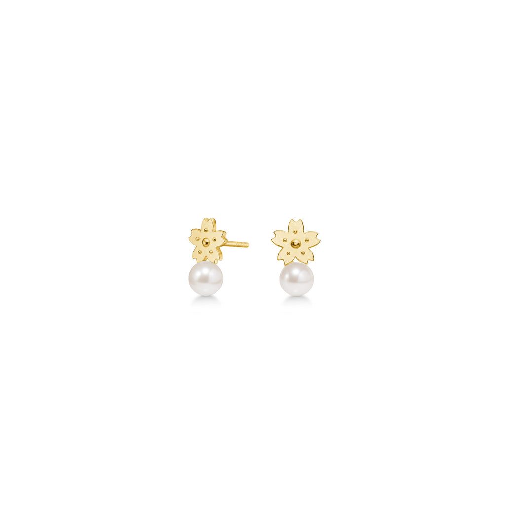Sakura Forgyldt Studs m. Perle