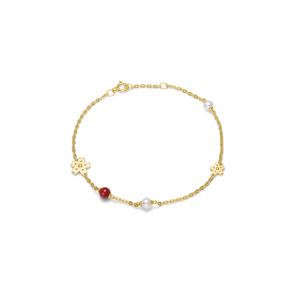 Sakura Forgyldt Armbånd m. Perle & Koral