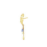 Liquid Earring w. colorful gems and gold pendant