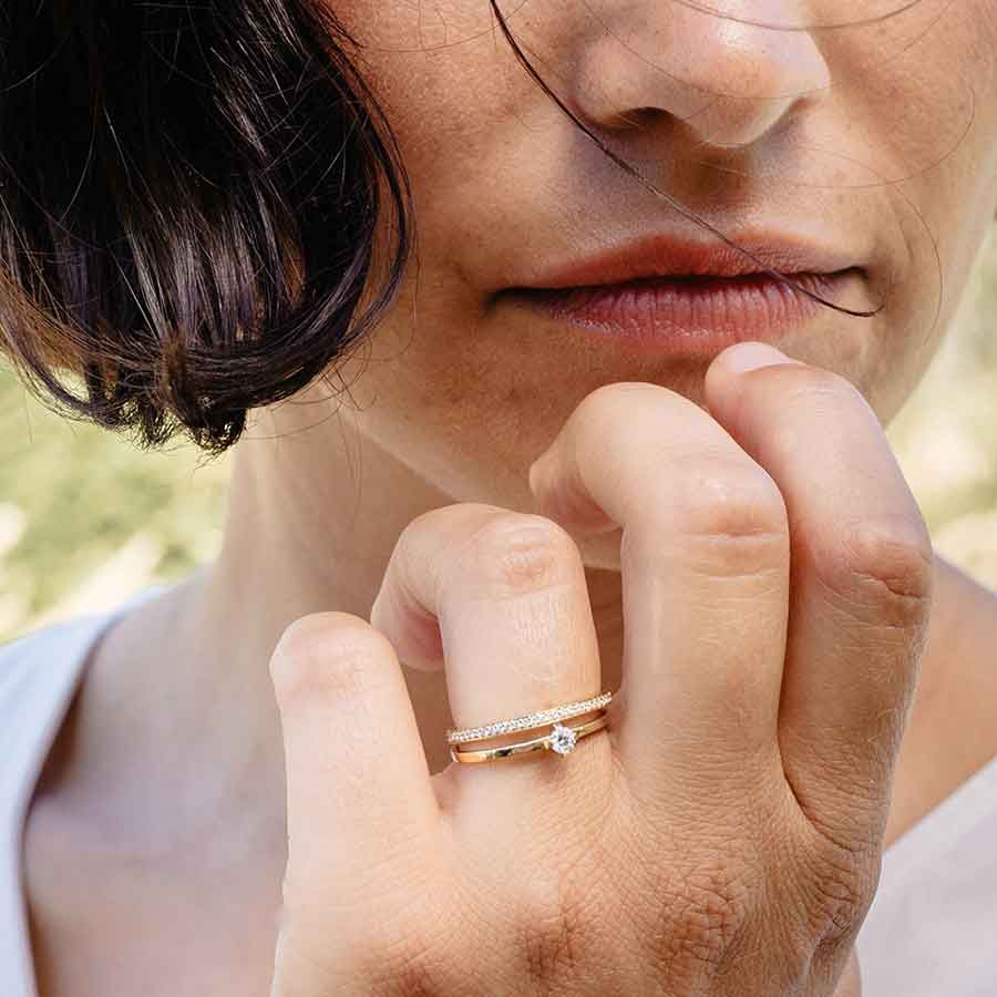 Wilderness Eternity 18K Gold Ring w. Lab-Grown Diamonds