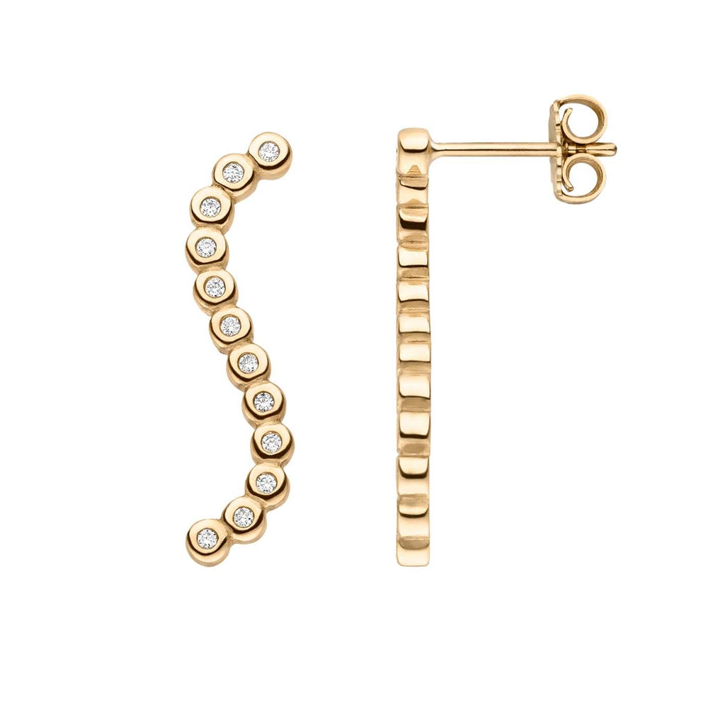 Wave 18K Gold Earrings w. Lab-Grown Diamond