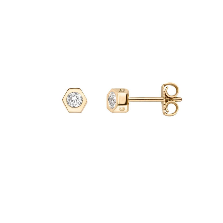 Sunray 18K Gold Studs w. Lab-Grown Diamond