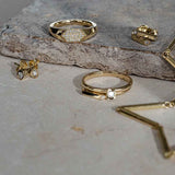 Sunray Signet 18K Guld Ring m. Lab-Grown Diamanter