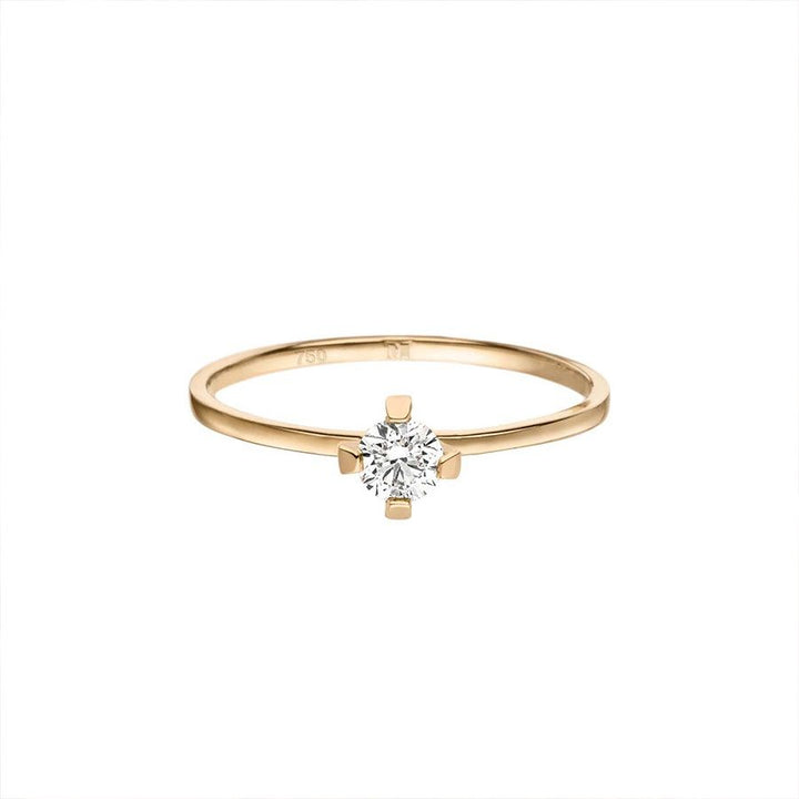 ReMind medium Solitaire 18K Gold Ring w. Lab-Grown Diamond