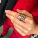 Seafire 18K Guld & Hvidguld Ring m. Safirer & Diamanter