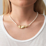 Seaweed Pearly Gold Plated Necklace w. Beads