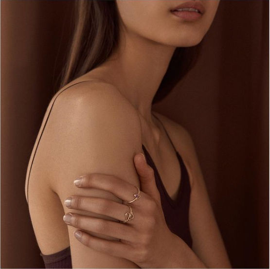 Serpentine 14K Goldring w. Amethyst