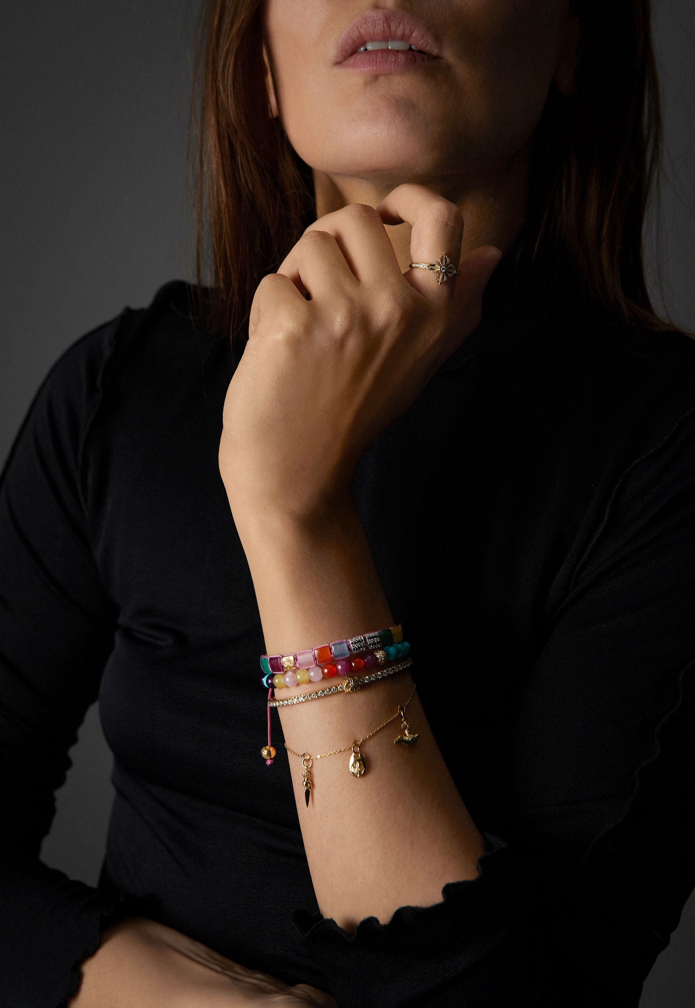 Star of Shamballa Pavé 18K Gold Ring w. Diamonds
