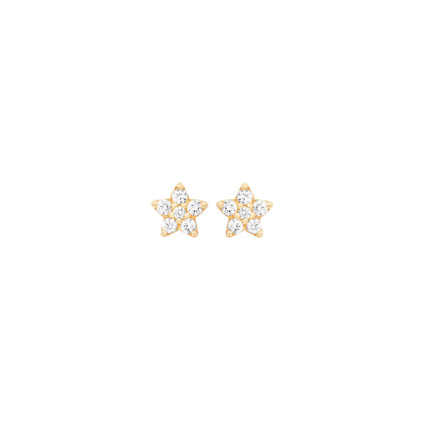 Mini Shooting Stars 18K Gold Earrings w. Diamond